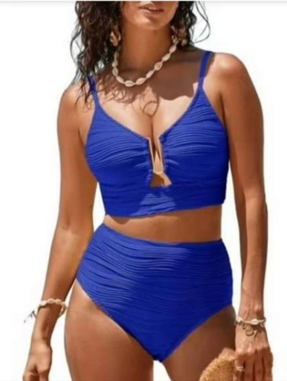 Eytino Bikini Sets for Women Women High Waisted Swimsuits 2 Piece Textured Small